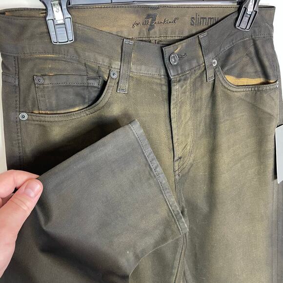 NWT 7 for All Mankind Men’s The Slimmy Brown Overdyed Twill Weave Pant - Picture 2 of 4
